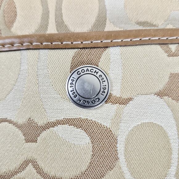 Coach Signature Jacquard Crossbody Bag Khaki Brown 10148 Sm Canvas Leather Trim - Picture 9 of 12